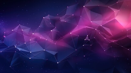 Abstract polygonal background with glowing connections and dark blue purple colors