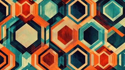 Canvas Print - Captivating Hexagonal Pattern with Vibrant Geometric Shapes and Textures