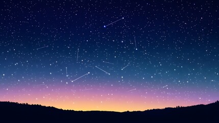 Wall Mural - Night Sky with Shooting Stars