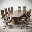 © Tatiana - Wooden conference table and chairs in the meeting room. 3D rendering