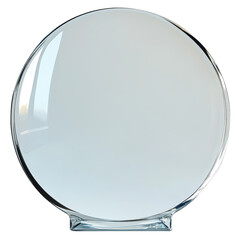 Sticker - A clear glass object with a round shape. It is empty and has a shiny surface. The object is placed on a white background