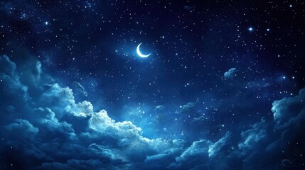 a peaceful night sky with stars shining brightly, creating a vast and breathtaking celestial scene t