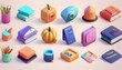 © westprog.adv - isometric vector set of school tools icons, 3d