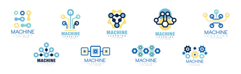 Sticker - Learning Machine Logo and Label Original Design Vector Set