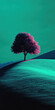 © smth.design - Solitary tree with pink leaves on a turquoise hill under a vibrant sky