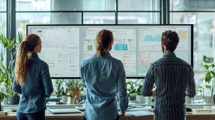 Business Professionals Analyzing Data on Computer Screen