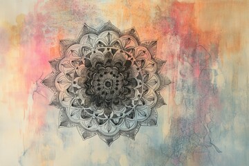 Wall Mural - A stunning mandala artwork featuring intricate patterns and vibrant colors, perfect for decoration or meditation.