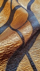 Wall Mural - Close-up of a textured fabric featuring elegant patterns in gold and black, perfect for interior design and textile projects.