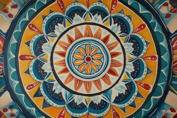 Wall Mural - Colorful mandala artwork featuring intricate patterns and vibrant hues, perfect for decoration and artistic inspiration.