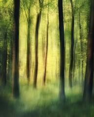 Wall Mural - mystical forest with soft focus trees