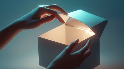 Hands holding a plain cardboard box against a textured background, representing simplicity, delivery, and anticipation.