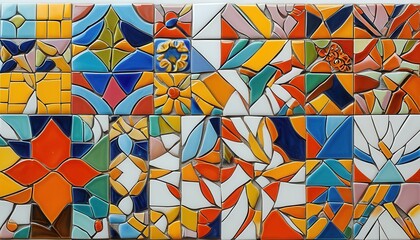 Wall Mural - Artistic Mosaic Tiles in Vibrant Colors