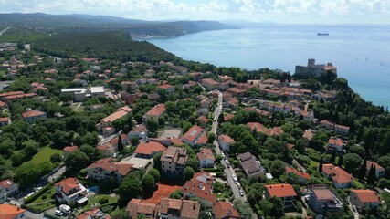 Wall Mural - Duino Castles and Cliffs from Above. Dreamy Images Suspended Over the Sea.