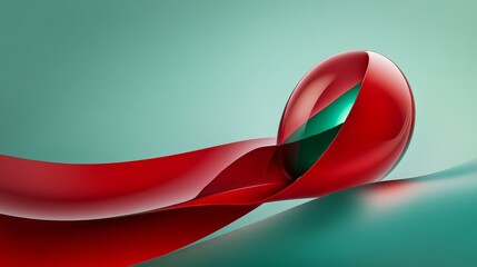 Poster - Abstract red and green gradient shapes, symbolizing energy, fluidity, movement, connection and transformation.