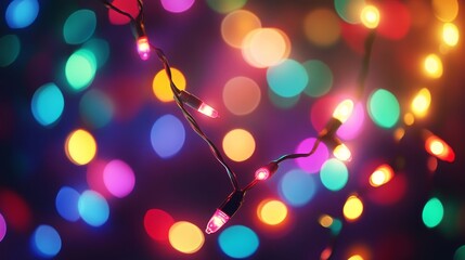 Wall Mural - Festive Christmas Lights Bokeh Background, perfect for holiday cards, invitations, and social media. Featuring colorful lights, bokeh effect, and a celebratory atmosphere.