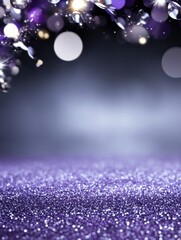 Canvas Print - Sparkling Purple Glitter Background with Bokeh Lights, perfect for elegant, festive, and celebratory designs.