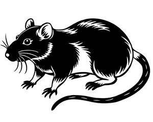 Canvas Print - Rat Silhouette, Mouse Silhouette vector, Rodent icon, Rat vector illustration