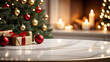 © Galeno - marble table christmas tree warm decor background bokeh