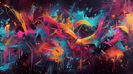 abstract  background with strokes of dark paint on black background