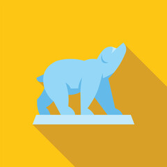 Canvas Print - Minimalist vector illustration of a polar bear walking on an ice floe, with a long shadow