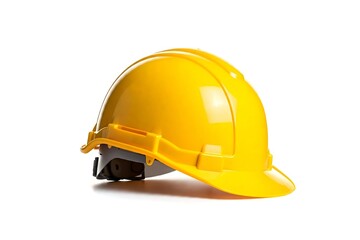 Yellow safety helmet isolated on a white background.