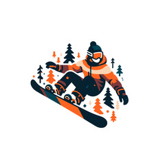 Wall Mural - Snowboarding rider. winter active sports modern design isolated vector illustration 