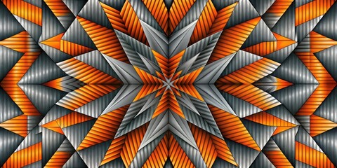 Poster - Intricate abstract design with orange and silver tones.