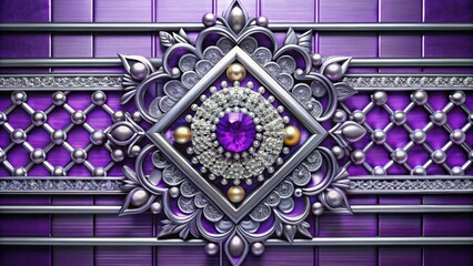 Canvas Print - Ornate purple and silver decorative pattern.