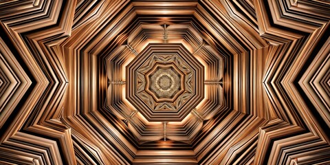 Wall Mural - Abstract wooden geometric pattern with symmetry.