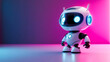 © HQAsset - Cute Robot Stands on a Vibrant Neon Background