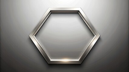 Silver Hexagon Frame with Shadows and Highlights on Background for Design Projects