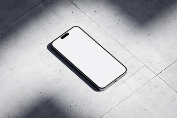 Wall Mural - Phone with a blank screen on a concrete background