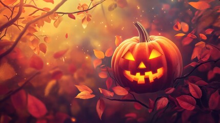 Jack o Lantern - autumn Halloween holiday concept background