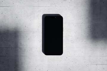 Wall Mural - Phone with a blank screen on a concrete background