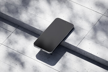 Wall Mural - Phone with a blank screen on a concrete background