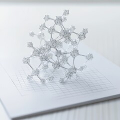 Wall Mural - A single complex antigen structure is displayed on a white A4 graph paper