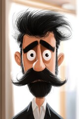 Wall Mural -  A cartoon image of a man with a mustache wearing an additional fake mustache