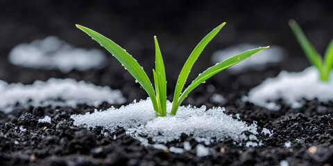 Wall Mural - Wheat Just Sprouting from the Ground | Symbol of Growth and Renewal in Agriculture