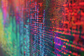 A colorful image of a computer screen with a lot of lines and dots
