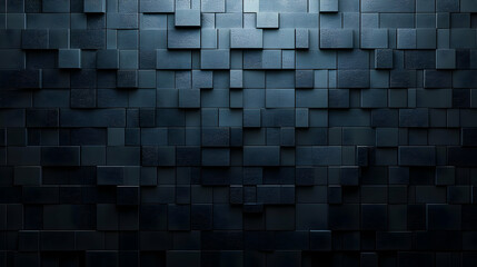 Wall Mural - abstract 3d wall of dark gray cubes with textured surface