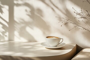 Cozy minimalist coffee moment in natural light.