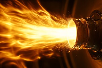 Wall Mural - Close-up of the rocket's jet engine being activated
