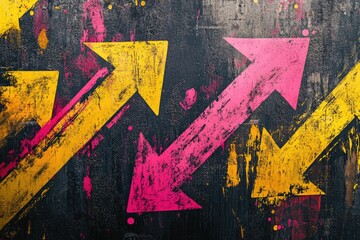 Canvas Print - A colorful image of arrows painted on a wall, great for adding some visual interest to any room or project