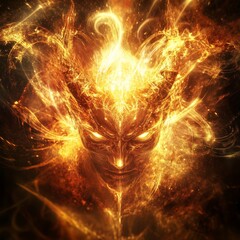 Wall Mural - devil with super powers, magical light in the dark, dark and extremely cruel night