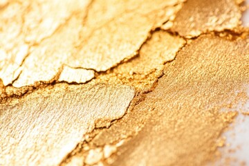 Poster - Detailed view of golden paint applied to a piece of paper, suitable for illustration or design projects