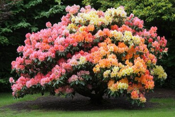 Canvas Print - A vibrant flower bush growing in a natural field setting, ideal for outdoor or garden-themed projects