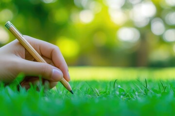 Poster - A person holds a pencil in their hand, ready to create something