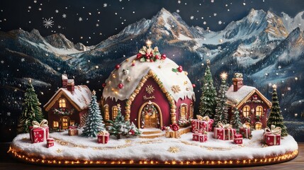 Wall Mural - christmas snow globe festive winter scene. new year and christmas background