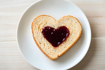 Peanut Butter and Jelly with Peanut Butter and Jelly on Slices of Bread; Heart Jelly on Peanut Butter Bread