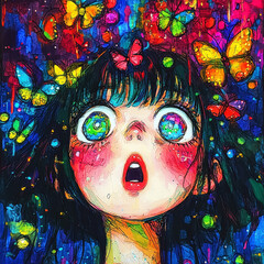 Sticker - Scary yet colorful abstract art paintings